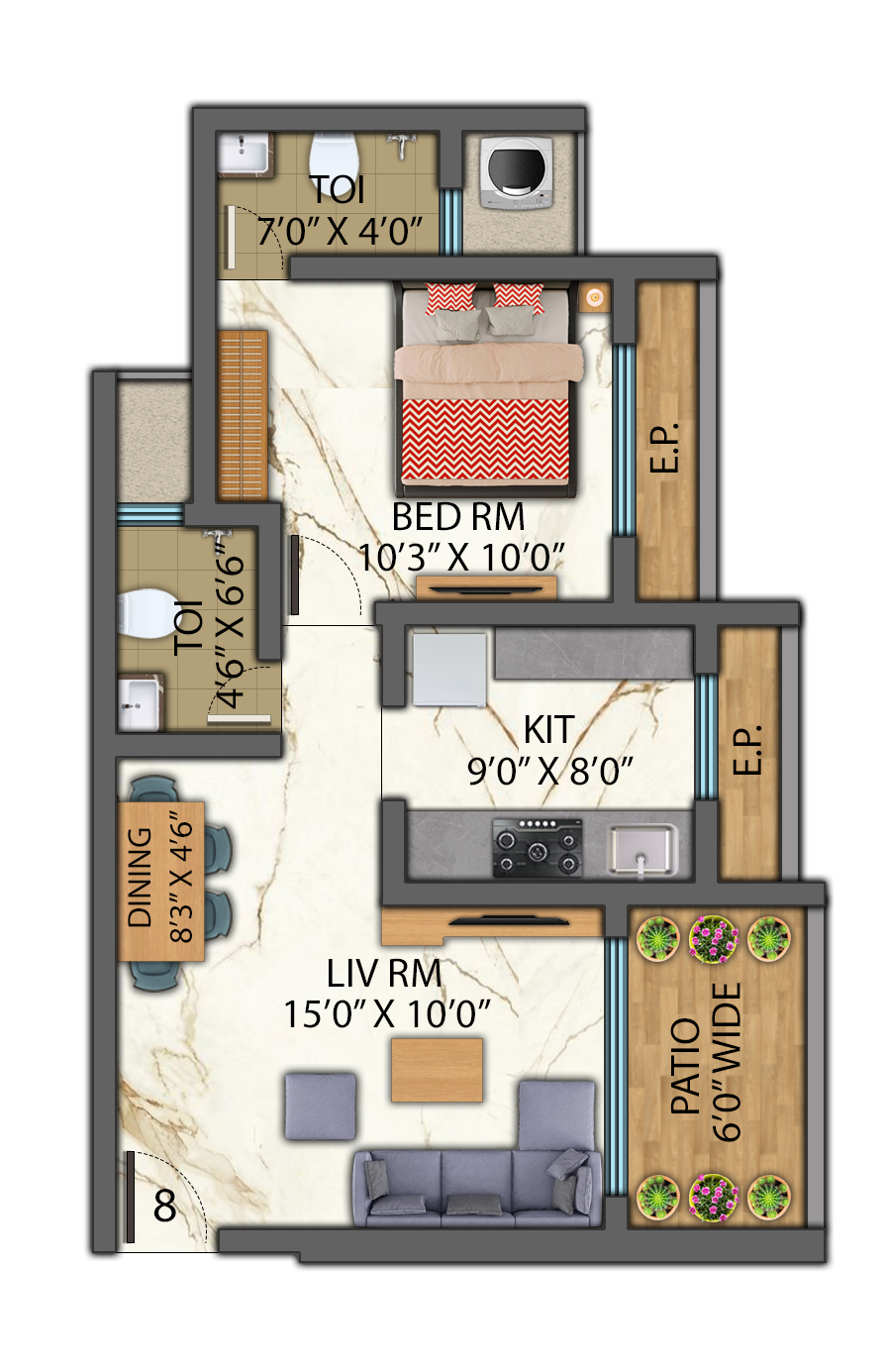 Codename Udaan 1 BHK Unit Layout