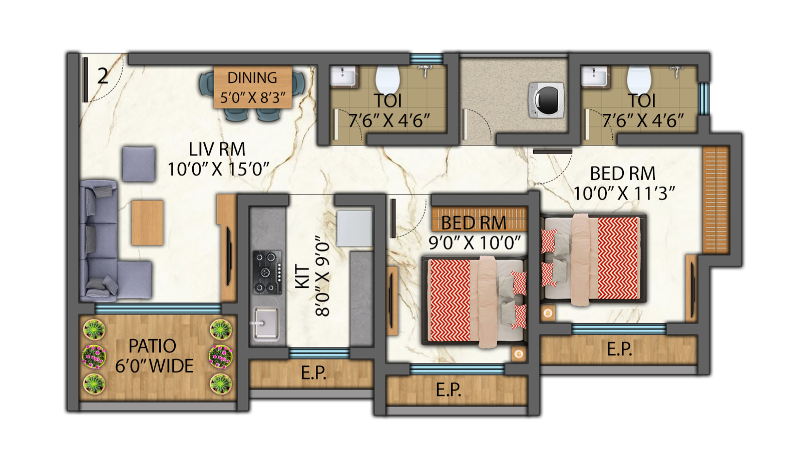 Codename Udaan 2 BHK Unit Layout